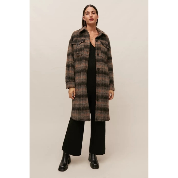 7 For All Mankind Brushed Plaid long shacket - Picture 3 of 9